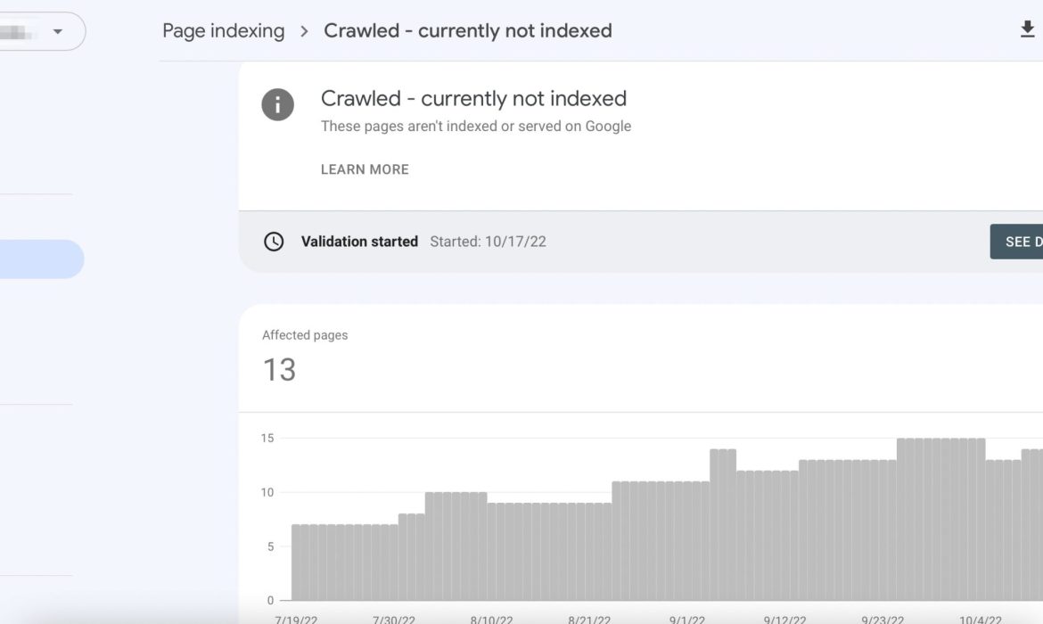 crawled currently not indexed